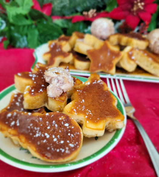 Festive Holiday Pancakes - using christmas cookie cutters